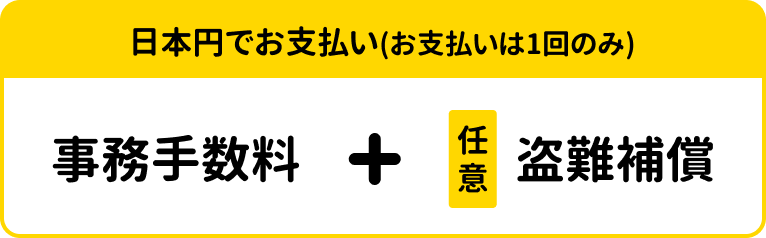 日本円1回払い：事務手数料＋任意で盗難補償