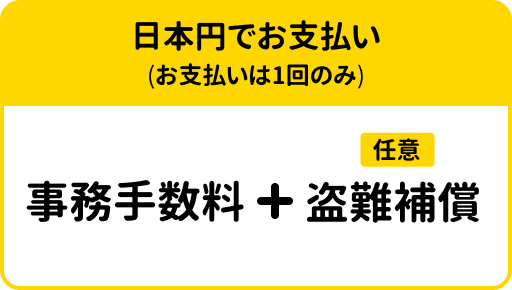 日本円1回払い：事務手数料＋任意で盗難補償