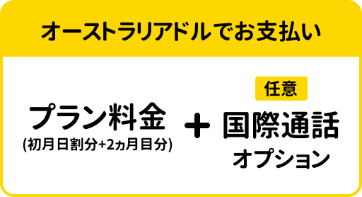 オーストラリアドル払い：プラン料金＋国際通話オプション