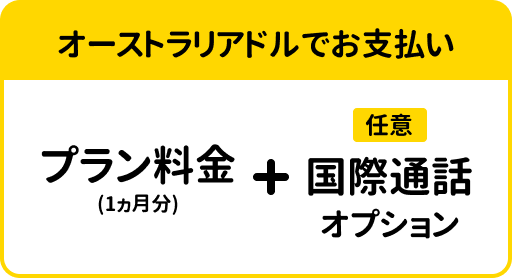 オーストラリアドル払い：プラン料金＋国際通話オプション