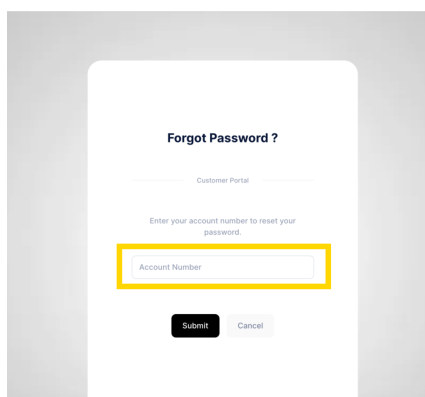 パスワード再設定の画面。Customer Idの入力欄と、Submitボタン