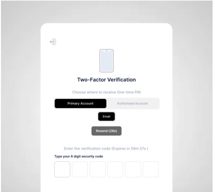verification codeの入力画面。6桁の入力欄